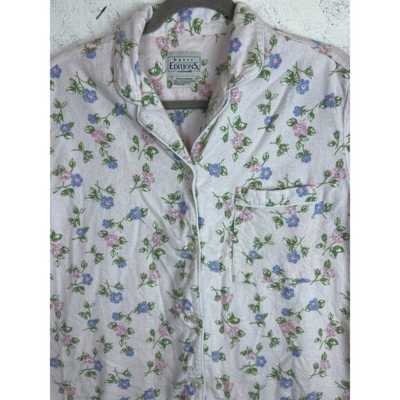 Vtg Basic Edition Intimates Flannel Pajama Set Women’s M Pink Floral Cottagecore - Picture 6 of 16